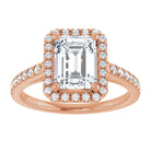 14K rose gold 2 CT Emerald Diamond French-Set Engagement Ring