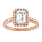 14K rose gold 1 CT Emerald Diamond French-Set Engagement Ring