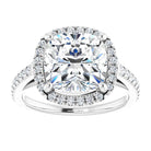 14K white gold 4 CT Cushion Diamond French-Set Engagement Ring