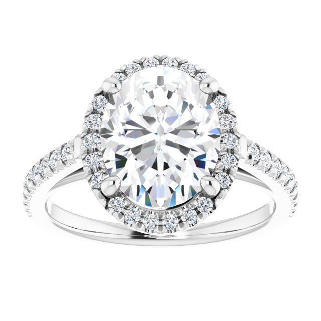 14K white gold 3 CT Oval Diamond French-Set Engagement Ring