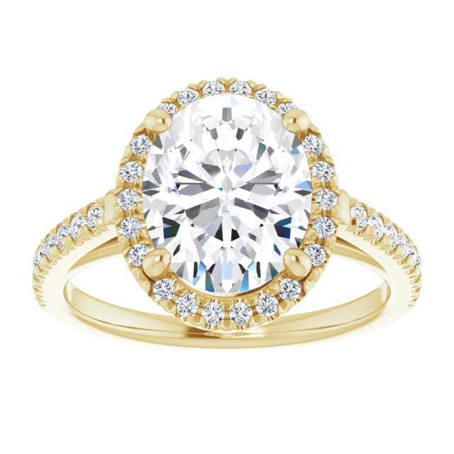 14K yellow gold 3 CT Oval Diamond French-Set Engagement Ring