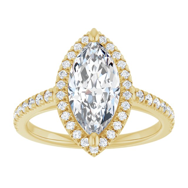 14K yellow gold 2 CT Marquise Diamond French-Set Engagement Ring