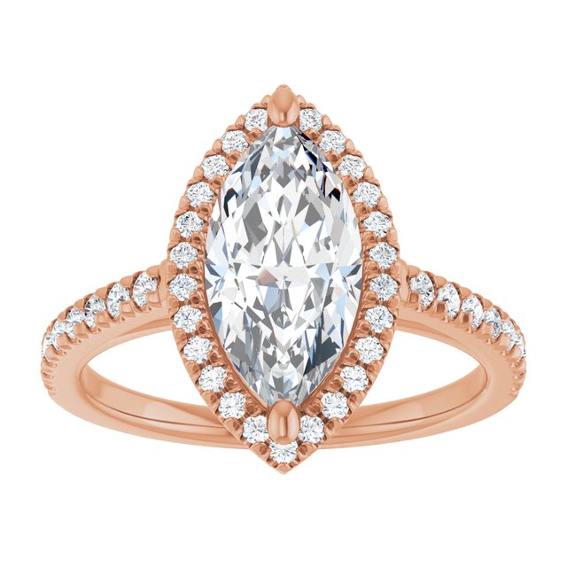 14K rose gold 2 CT Marquise Diamond French-Set Engagement Ring