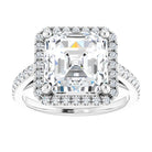 14K white gold 4 CT Asscher Diamond French-Set Engagement Ring