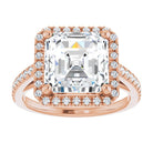 14K rose gold 4 CT Asscher Diamond French-Set Engagement Ring