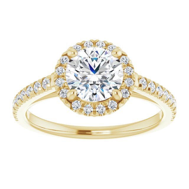 14K yellow gold 1 CT Round Diamond French-Set Engagement Ring