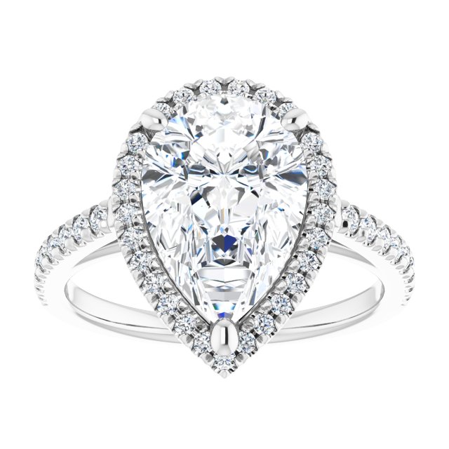 14K white gold 3 CT Pear Diamond French-Set Engagement Ring