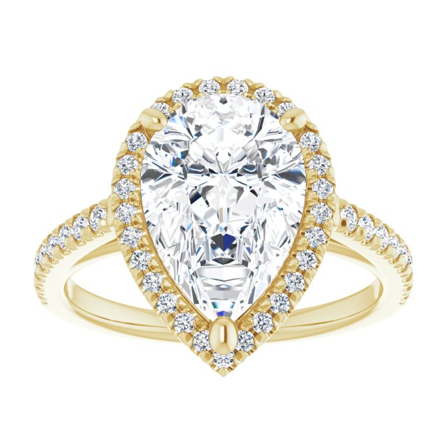 14K yellow gold 3 CT Pear Diamond French-Set Engagement Ring