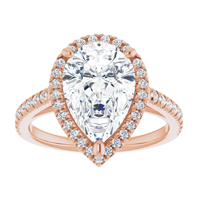 14K rose gold 3 CT Pear Diamond French-Set Engagement Ring