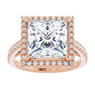 14K rose gold 4 CT Square Diamond French-Set Engagement Ring