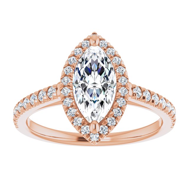 14K rose gold 1 CT Marquise Diamond French-Set Engagement Ring