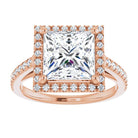 14K rose gold 3 CT Square Diamond French-Set Engagement Ring