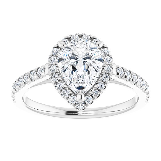 14K white gold 1 CT Pear Diamond French-Set Engagement Ring