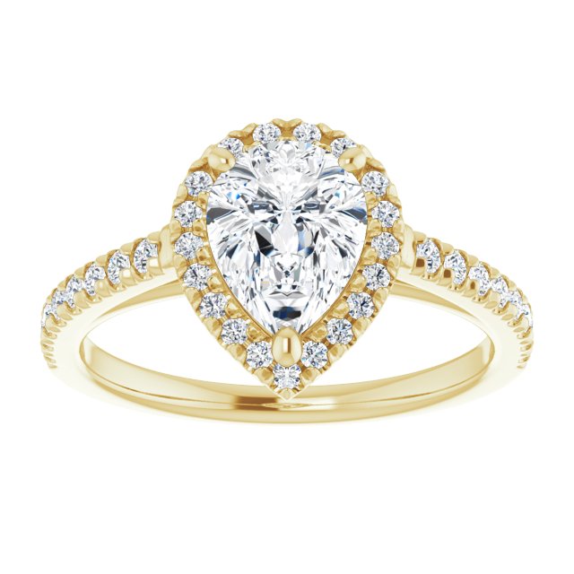 14K yellow gold 1 CT Pear Diamond French-Set Engagement Ring