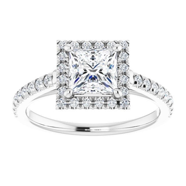 14K white gold 1 CT Square Diamond French-Set Engagement Ring