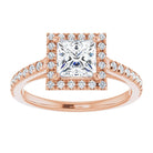 14K rose gold 1 CT Square Diamond French-Set Engagement Ring