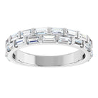 14K white gold 9/10 Ctw Natural Diamond Double Row Anniversary Band