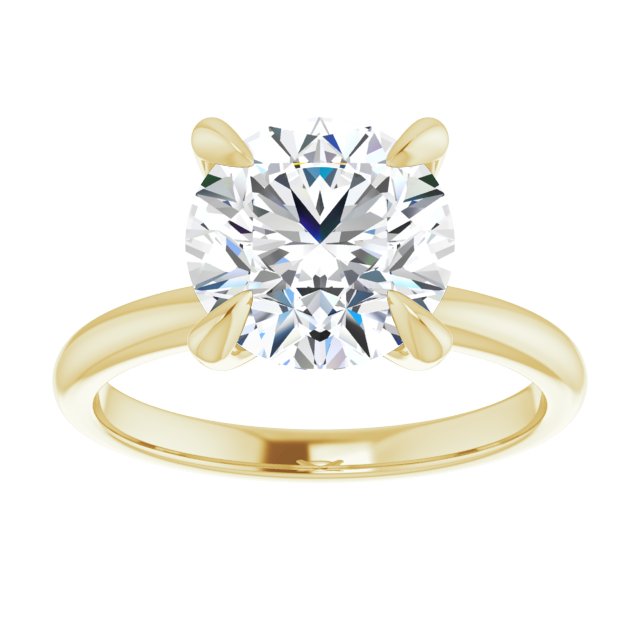 14K yellow gold 3 CT Round Claw-Prong Diamond Solitaire Engagement Ring