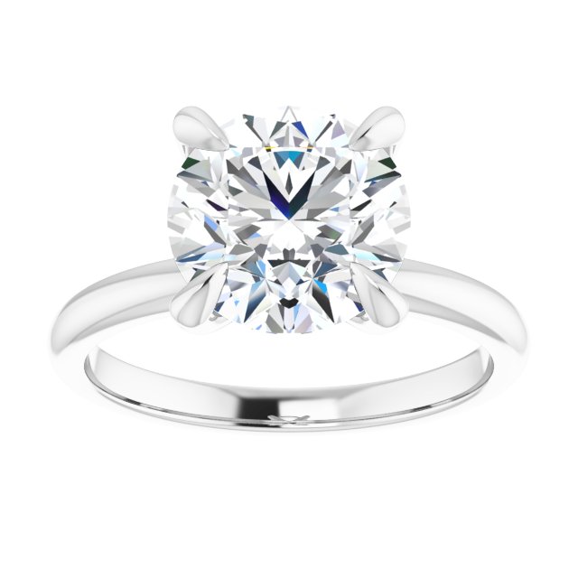 14K white gold 3 CT Round Claw-Prong Diamond Solitaire Engagement Ring