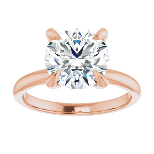 14K rose gold 3 CT Round Claw-Prong Diamond Solitaire Engagement Ring