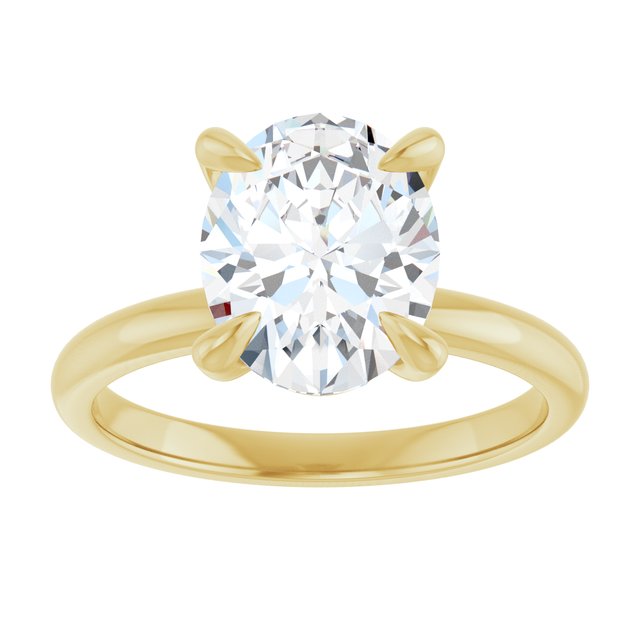 14K yellow gold 3 CT Oval Claw-Prong Diamond Solitaire Engagement Ring