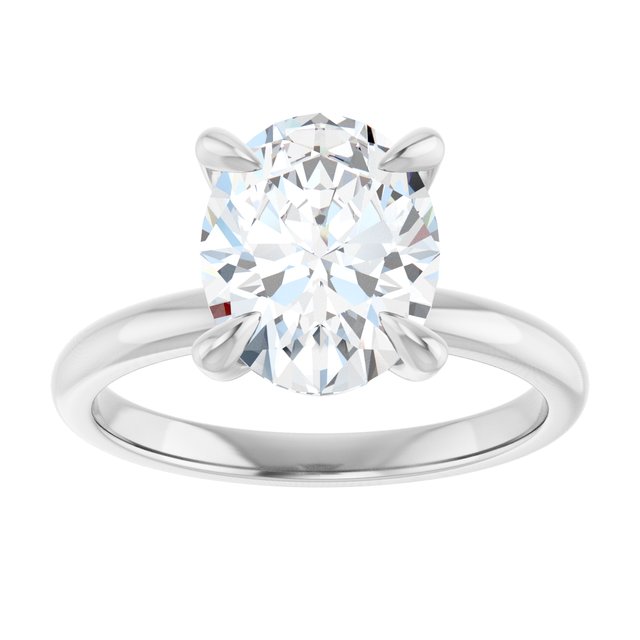 14K white gold 3 CT Oval Claw-Prong Diamond Solitaire Engagement Ring