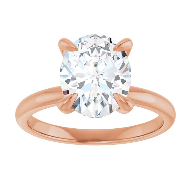 14K rose gold 3 CT Oval Claw-Prong Diamond Solitaire Engagement Ring