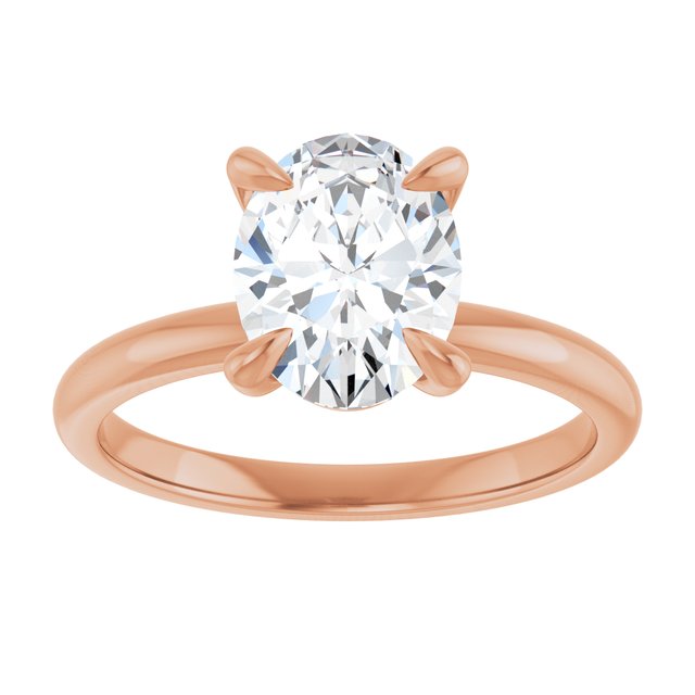 14K rose gold 2 CT Oval Claw-Prong Diamond Solitaire Engagement Ring