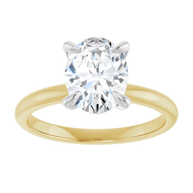 14K yellow/white gold 2 CT Oval Claw-Prong Diamond Solitaire Engagement Ring