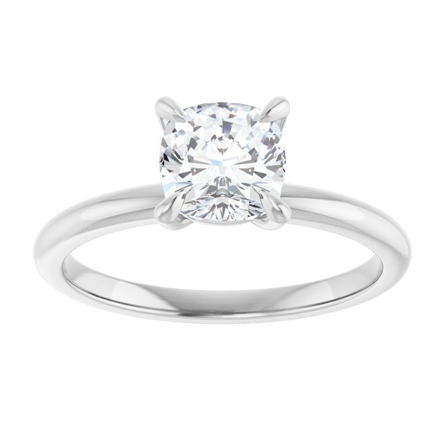 14K white gold 1 CT Cushion Claw-Prong Diamond Solitaire Engagement Ring