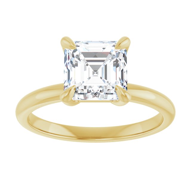 14K yellow gold 2 CT Asscher Claw-Prong Diamond Solitaire Engagement Ring