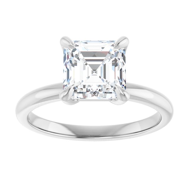 14K white gold 2 CT Asscher Claw-Prong Diamond Solitaire Engagement Ring