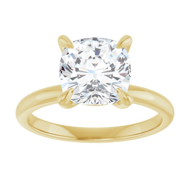 14K yellow gold 3 CT Cushion Claw-Prong Diamond Solitaire Engagement Ring