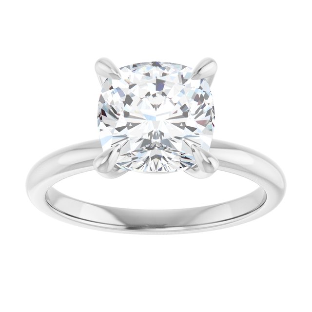 14K white gold 3 CT Cushion Claw-Prong Diamond Solitaire Engagement Ring