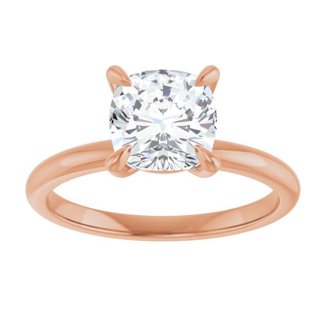 14K rose gold 2 CT Cushion Claw-Prong Diamond Solitaire Engagement Ring