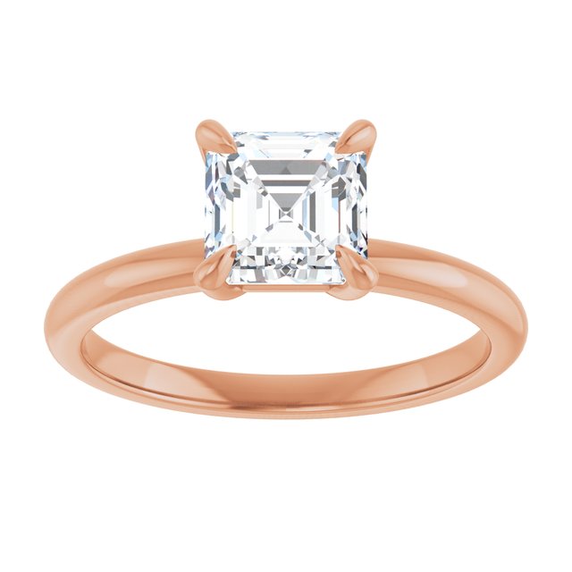 14K rose gold 1 CT Asscher Claw-Prong Diamond Solitaire Engagement Ring