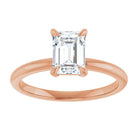 14K rose gold 1 CT Emerald Claw-Prong Diamond Solitaire Engagement Ring