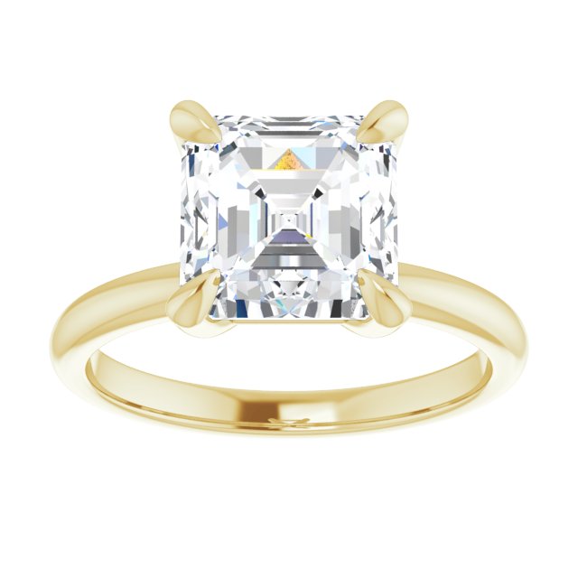 14K yellow gold 3 CT Asscher Claw-Prong Diamond Solitaire Engagement Ring