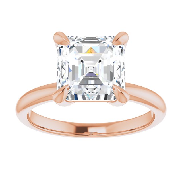 14K rose gold 3 CT Asscher Claw-Prong Diamond Solitaire Engagement Ring