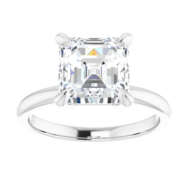 14K white gold 3 CT Asscher Claw-Prong Diamond Solitaire Engagement Ring