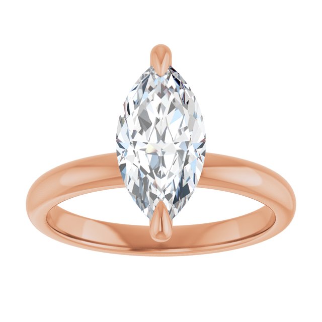 14K rose gold 2 CT Marquise Claw-Prong Diamond Solitaire Engagement Ring