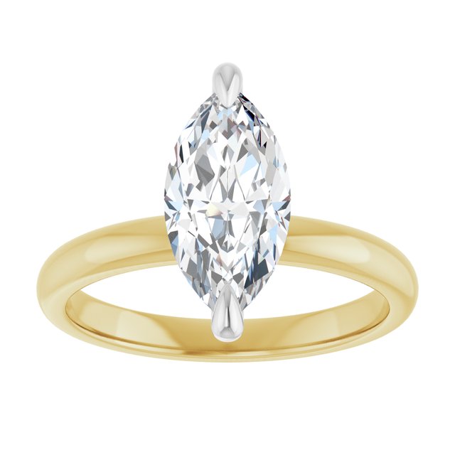 14K yellow/white gold 2 CT Marquise Claw-Prong Diamond Solitaire Engagement Ring