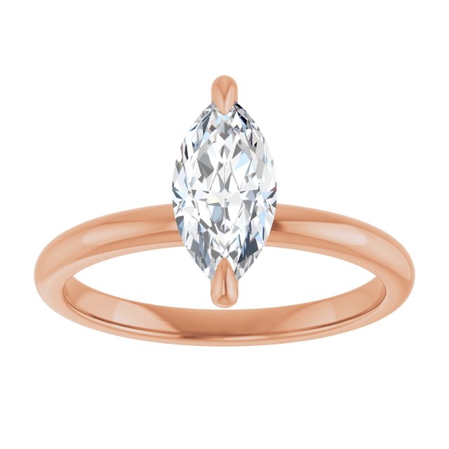 14K rose gold 1 CT Marquise Claw-Prong Diamond Solitaire Engagement Ring