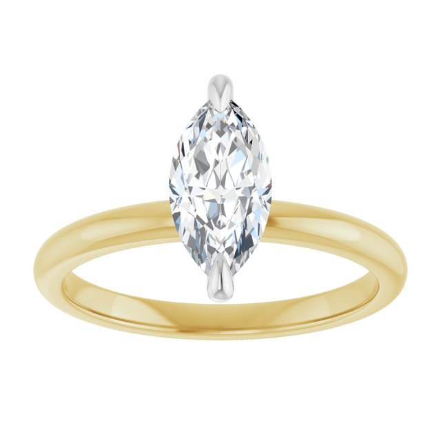 14K yellow/white gold 1 CT Marquise Claw-Prong Diamond Solitaire Engagement Ring