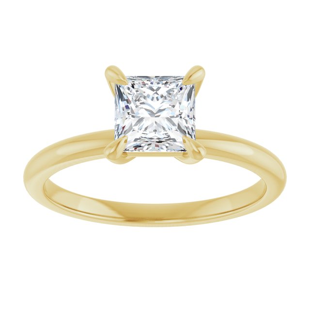 14K yellow gold 1 CT Square Claw-Prong Diamond Solitaire Engagement Ring