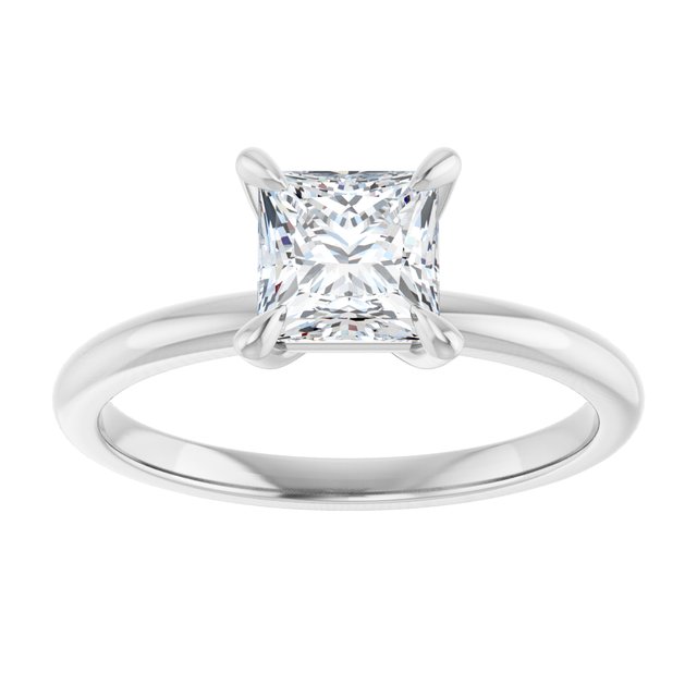 14K white gold 1 CT Square Claw-Prong Diamond Solitaire Engagement Ring