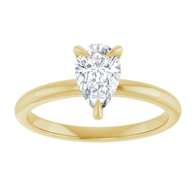 14K yellow gold 1 CT Pear Claw-Prong Diamond Solitaire Engagement Ring