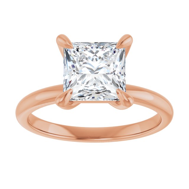 14K rose gold 2 CT Square Claw-Prong Diamond Solitaire Engagement Ring