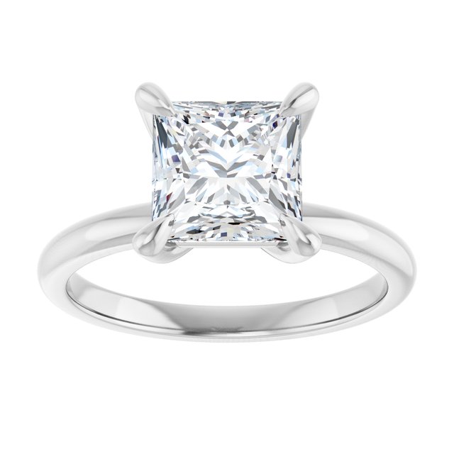 14K white gold 2 CT Square Claw-Prong Diamond Solitaire Engagement Ring