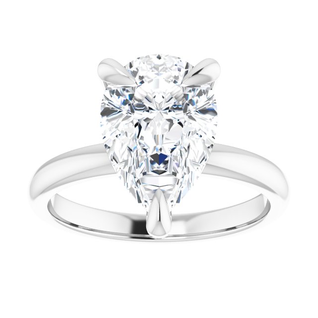 14K white gold 3 CT Pear Claw-Prong Diamond Solitaire Engagement Ring